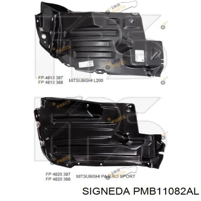 PMB11082AL Signeda guardabarros interior, aleta delantera, izquierdo delantero