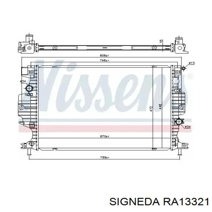 RA13321 Signeda radiador refrigeración del motor