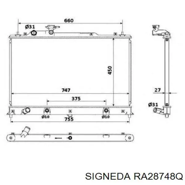 RA28748Q Signeda radiador refrigeración del motor