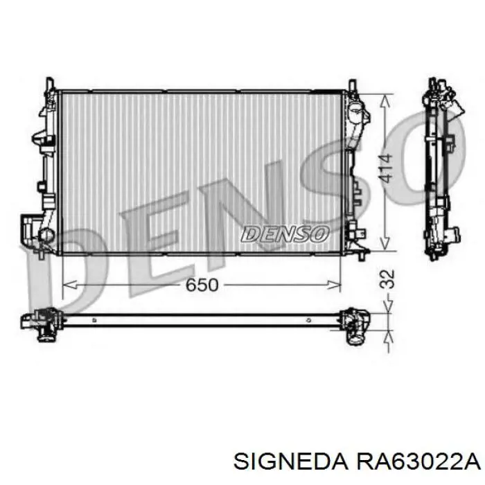 RA63022A Signeda radiador refrigeración del motor