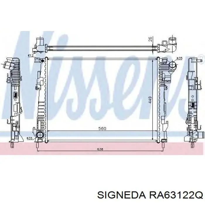 RA63122Q Signeda radiador refrigeración del motor