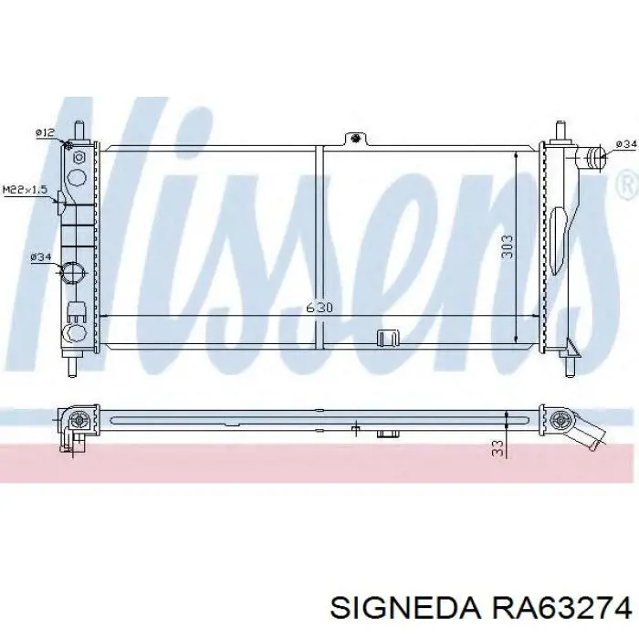 RA63274 Signeda radiador refrigeración del motor