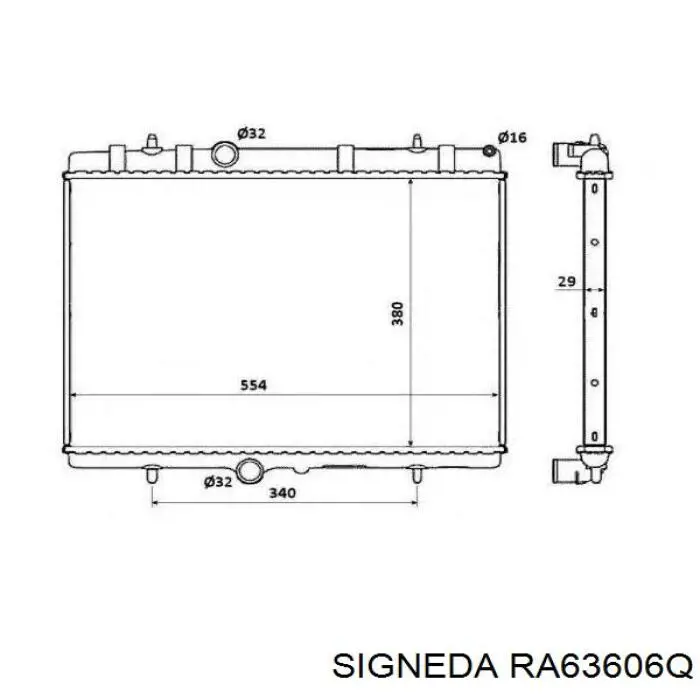 RA63606Q Signeda radiador refrigeración del motor