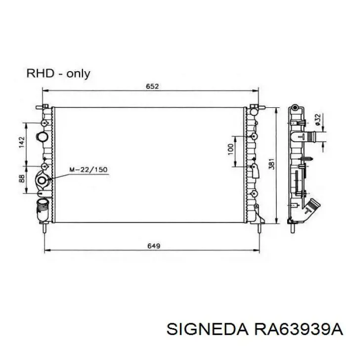 RA63939A Signeda radiador refrigeración del motor