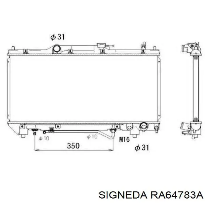 RA64783A Signeda radiador refrigeración del motor