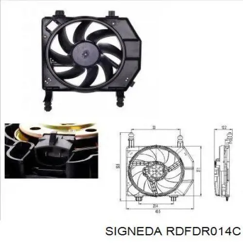 RDFDR014C Signeda difusor de radiador, ventilador de refrigeración, condensador del aire acondicionado, completo con motor y rodete