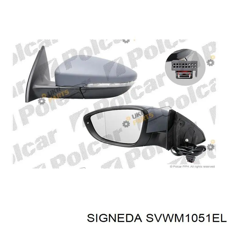 SVWM1051EL Signeda cristal de espejo retrovisor exterior izquierdo