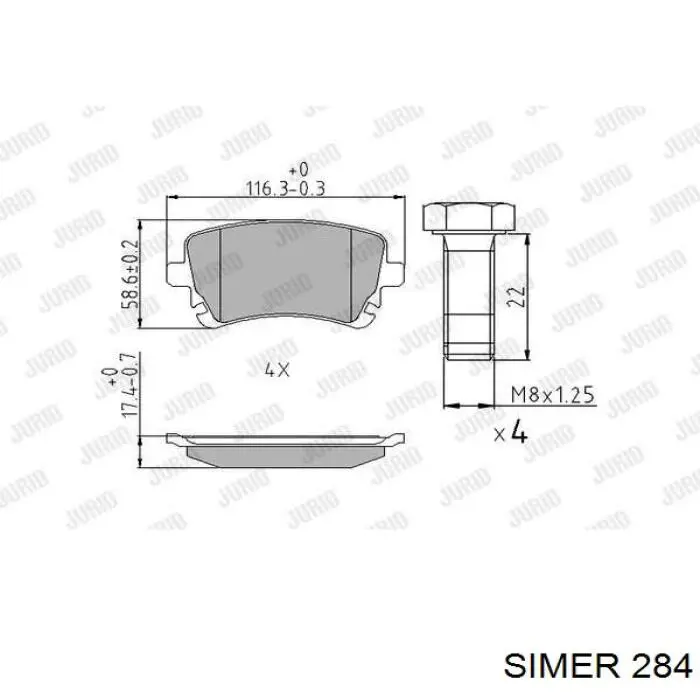 284 Simer pastillas de freno delanteras