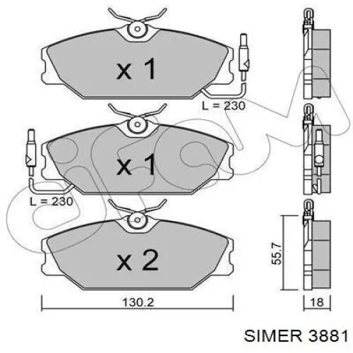 3881 Simer pastillas de freno delanteras