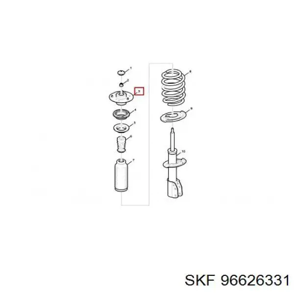 96626331 SKF rodamiento amortiguador delantero