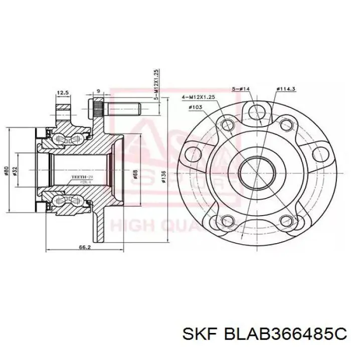 BLAB 366485 C SKF suspensión, árbol de transmisión