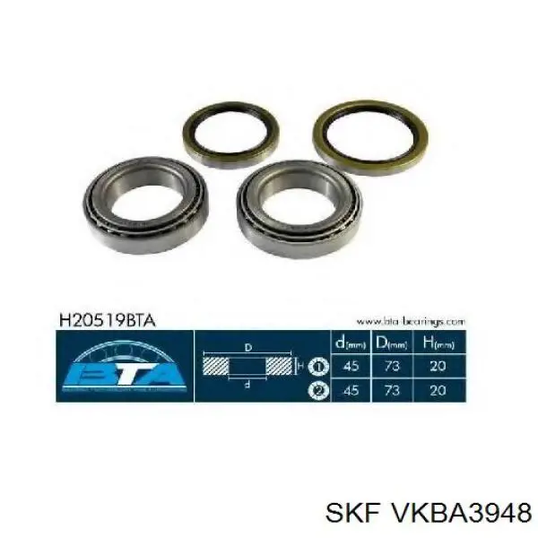 VKBA 3948 SKF cojinete de rueda trasero