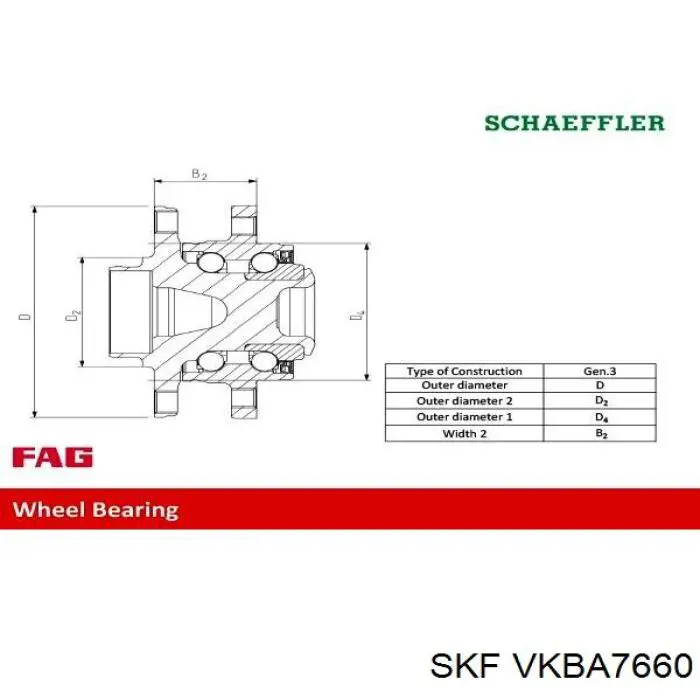 VKBA 7660 SKF cubo de rueda trasero