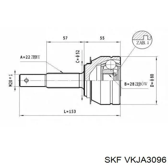 VKJA3096 SKF junta homocinética exterior delantera
