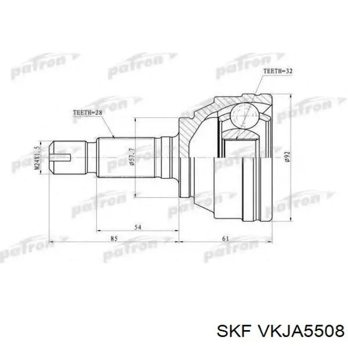 VKJA5508 SKF Junta homocinética exterior delantera o trasera