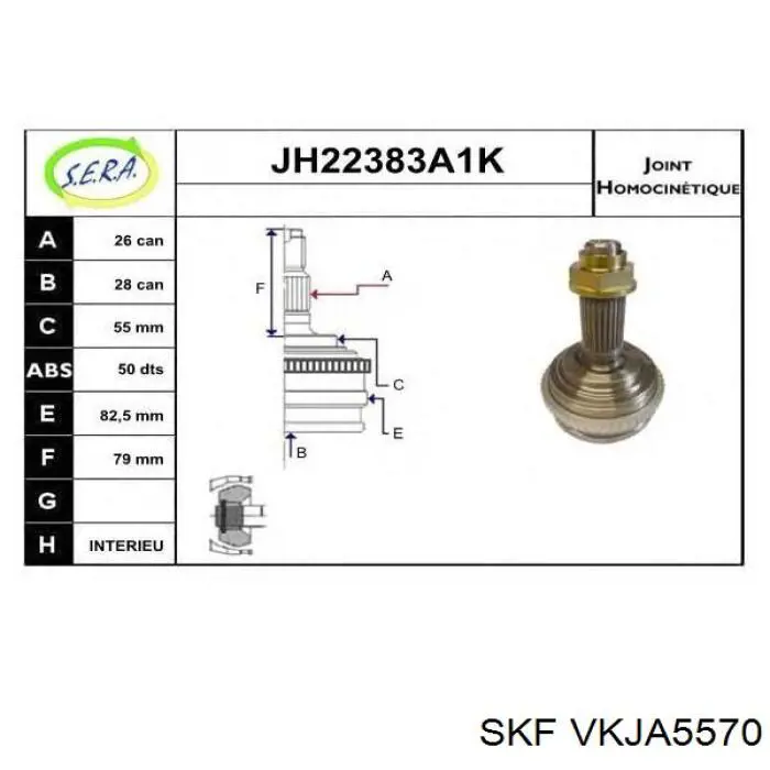 VKJA 5570 SKF junta homocinética exterior delantera