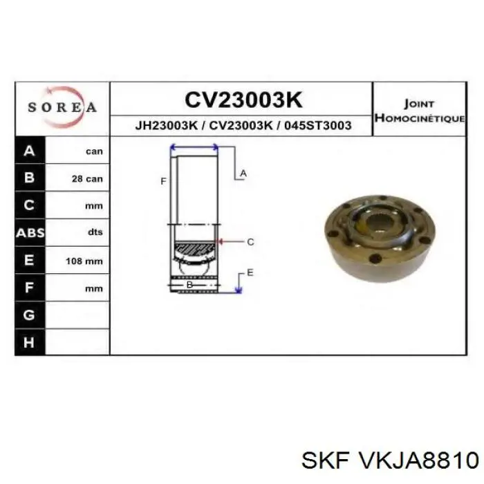 VKJA8810 SKF Junta homocinética exterior trasera