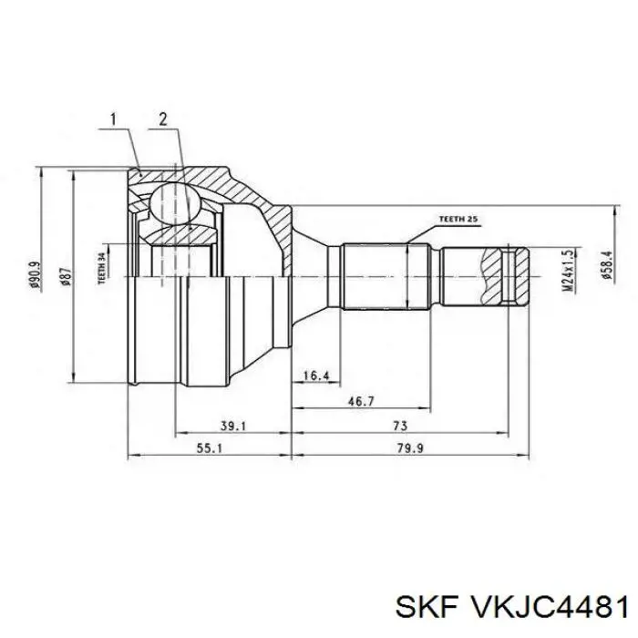 Semieje delantero derecho SKF VKJC4481