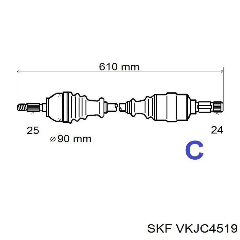 VKJC4519 SKF árbol de transmisión delantero derecho