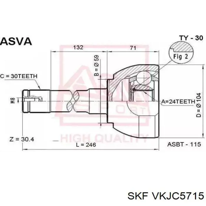 VKJC5715 SKF árbol de transmisión delantero izquierdo