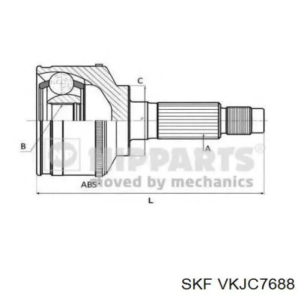 VKJC 7688 SKF árbol de transmisión delantero izquierdo