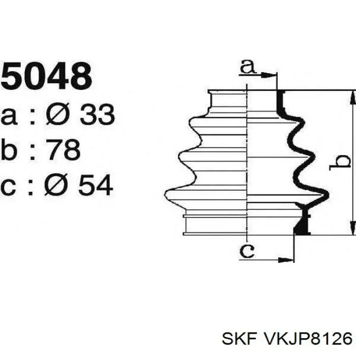 VKJP8126 SKF fuelle, árbol de transmisión trasero interior