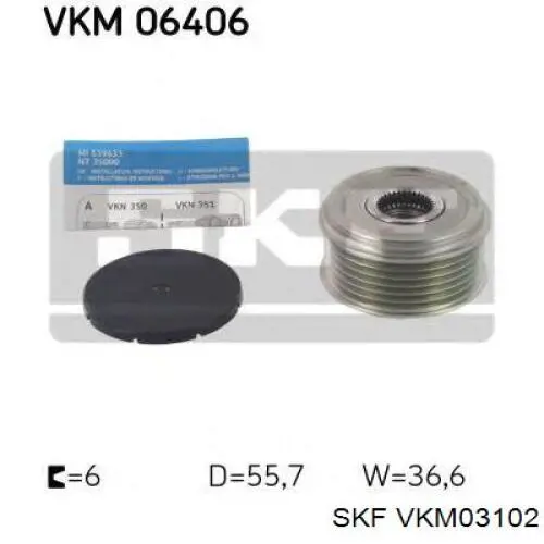 Comprar VKM03102 SKF Rueda libre del alternador