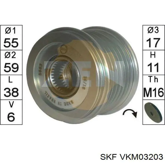 Polea alternador VKM03203 SKF