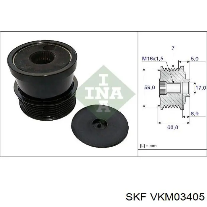 Comprar VKM03405 SKF Rueda libre del alternador
