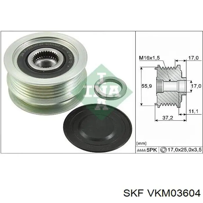 Polea rueda libre SKF VKM03604 precio, desde 22,01 EUR