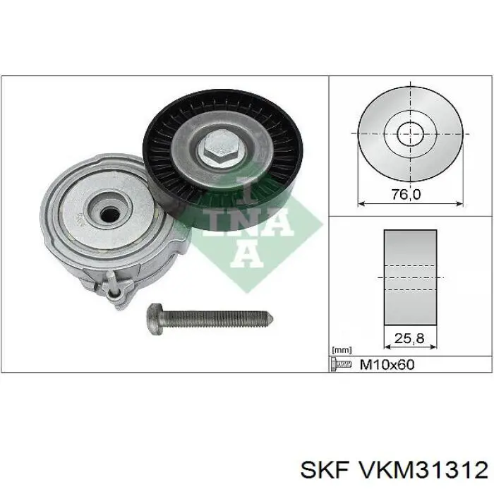 VKM 31312 SKF tensor de correa, correa poli v