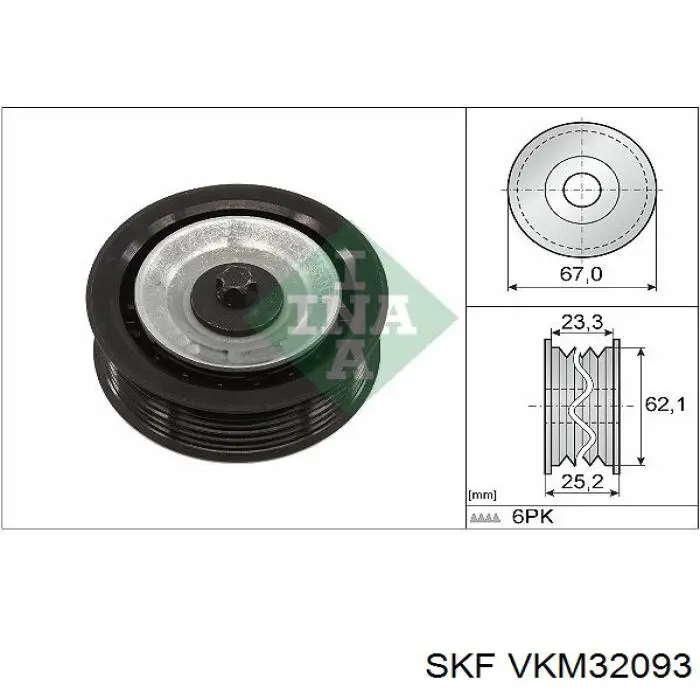 VKM 32093 SKF polea inversión / guía, correa poli v