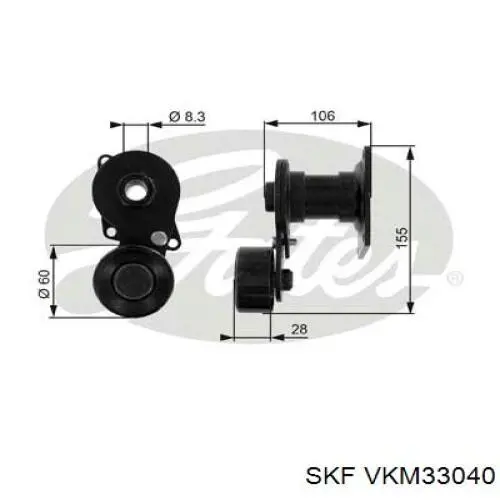 VKM33040 SKF Tensor de correa auxiliar