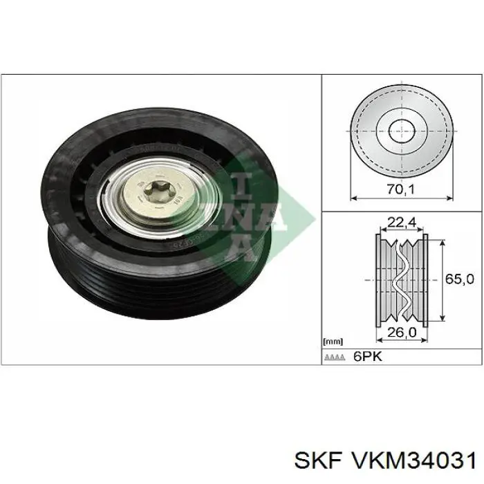 Polea inversión / guía, correa poli V VKM34031 SKF