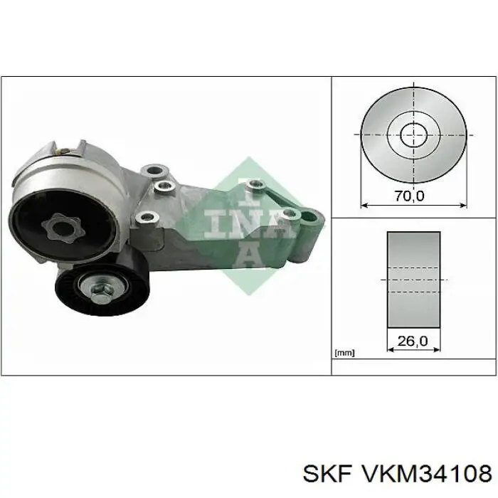 VKM34108 SKF tensor de correa, correa poli v