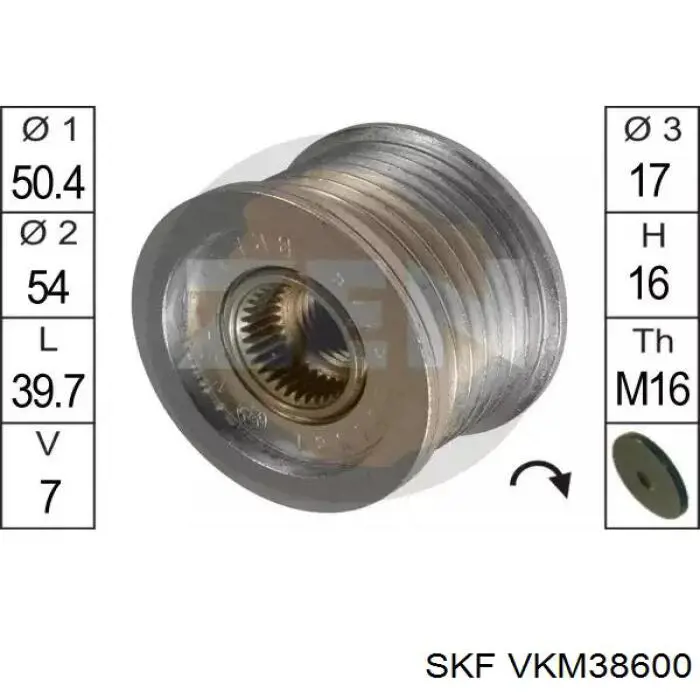 VKM38600 SKF polea tensora, correa poli v