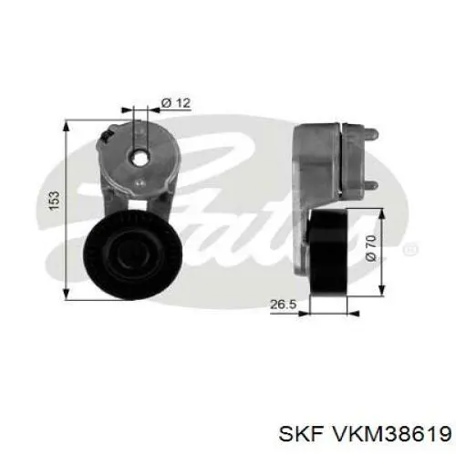 VKM38619 SKF rodillo, correa trapecial poli v