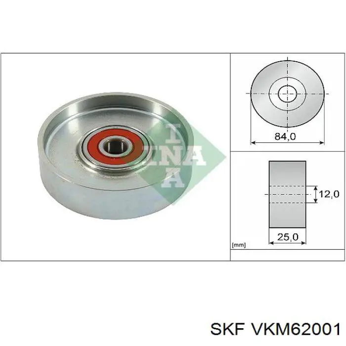 VKM62001 SKF tensor de correa, correa poli v