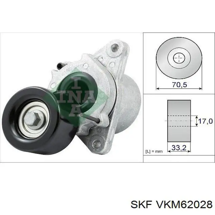 Tensor de la correa trapecial poli v SKF VKM62028