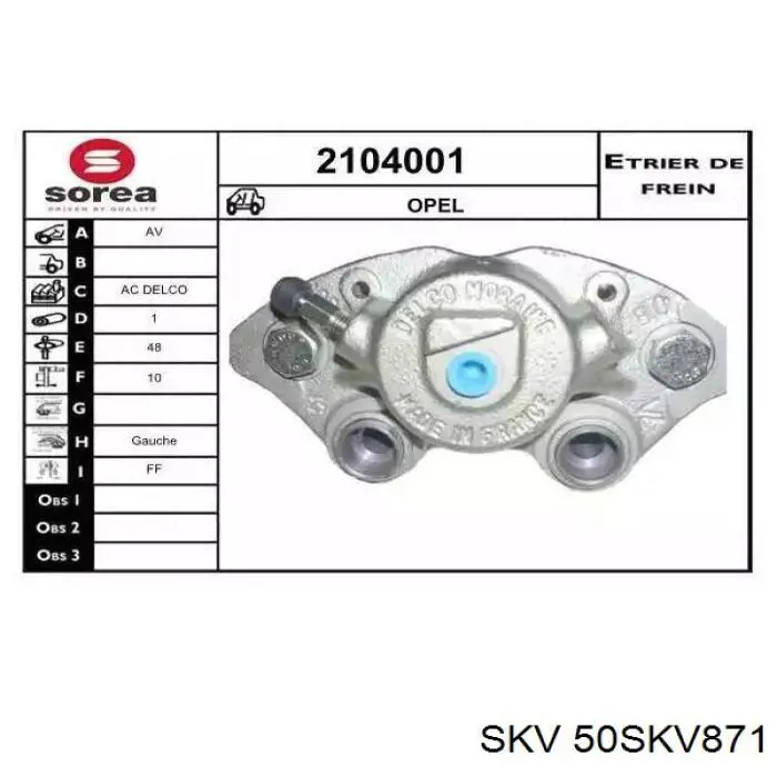 50SKV871 SKV pinza de freno delantera izquierda