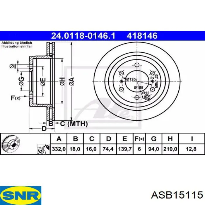 ASB151.15 SNR sensor abs delantero derecho