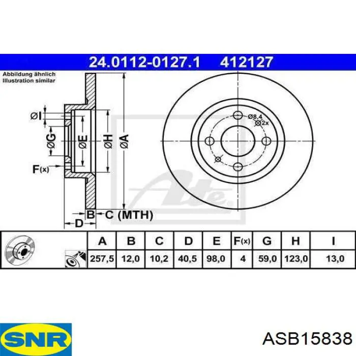 ASB15838 SNR sensor abs delantero izquierdo