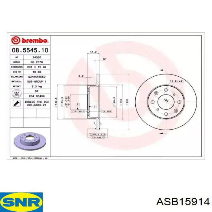 ASB159.14 SNR sensor abs delantero