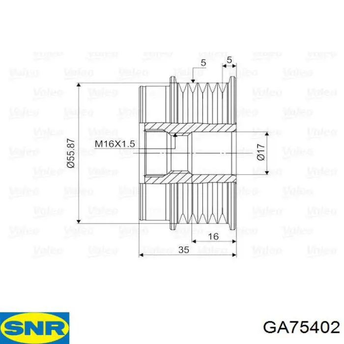 Polea alternador GA75402 SNR