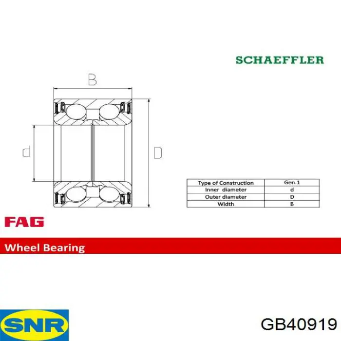 GB40919 SNR cojinete de rueda delantero/trasero