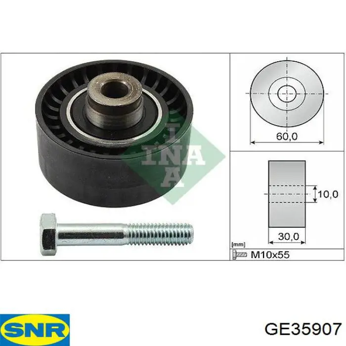 GE35907 SNR rodillo intermedio de correa dentada