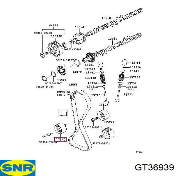 GT36939 SNR rodillo, cadena de distribución