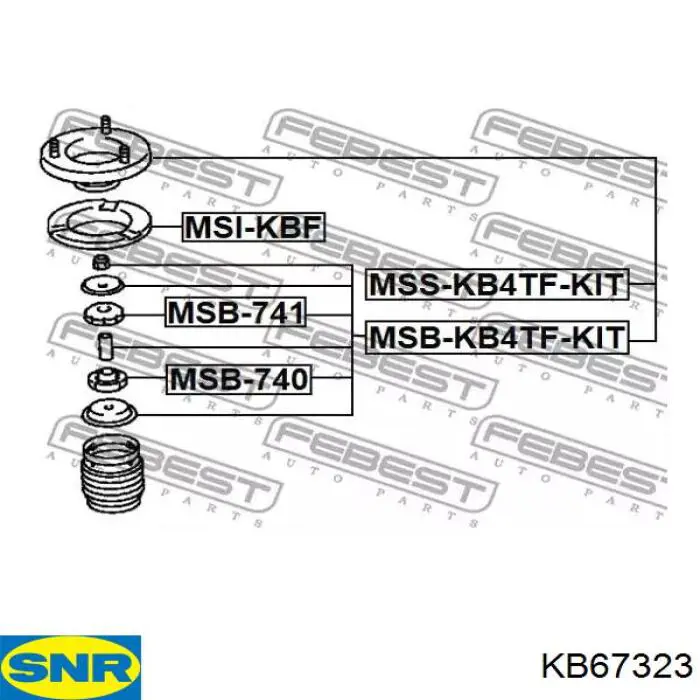 Buje de vástago de amortiguador delantero KB67323 SNR