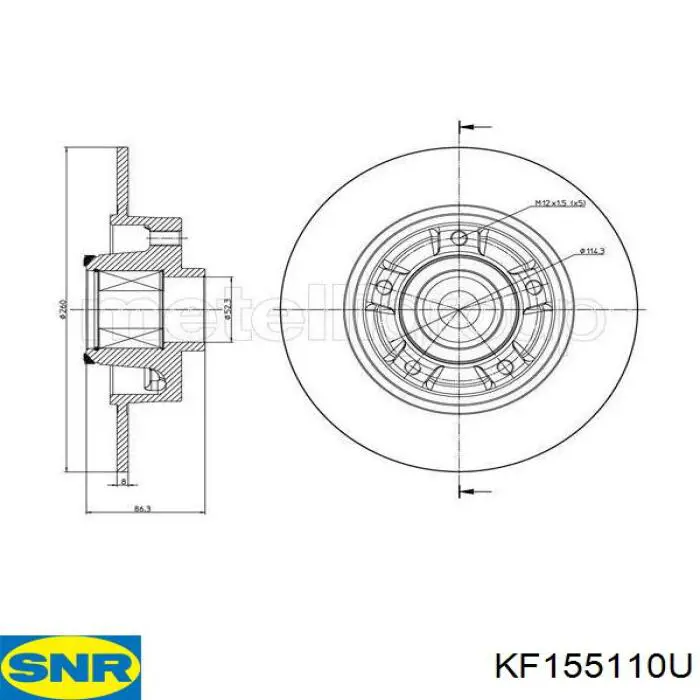 KF155.110U SNR disco de freno trasero