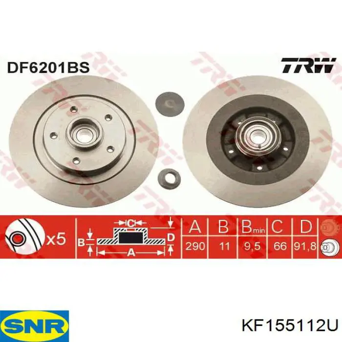 KF155.112U SNR disco de freno trasero